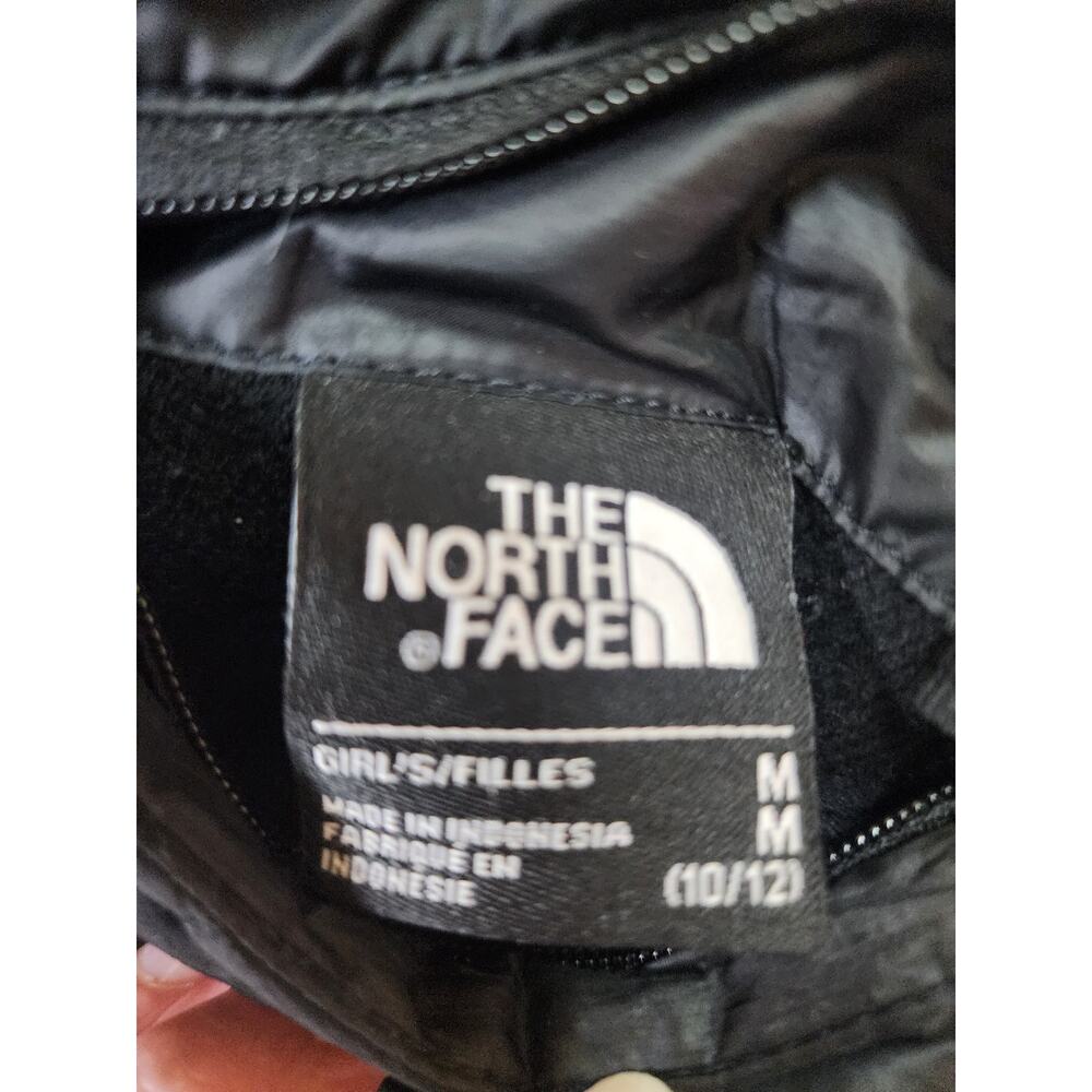 The North Face Jacket Girls Medium Black Reversible Fleece Puffer Mossbud Swirl - Picture 4 of 8